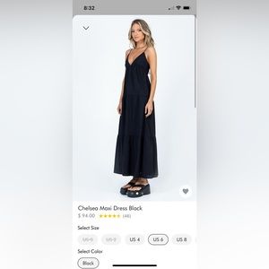 Princess Polly Black Maxi Dress Size 6